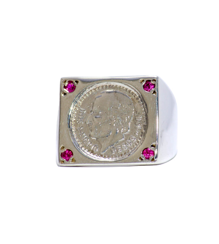 Red Stones Pesos Ring