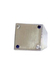 Blue and White Stone Square Ring