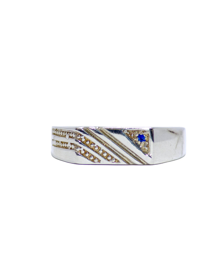 Diagonal Blue Solitaire Ring