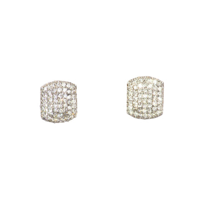 White Gold - 12mm Oval Shape Diamond Earrings