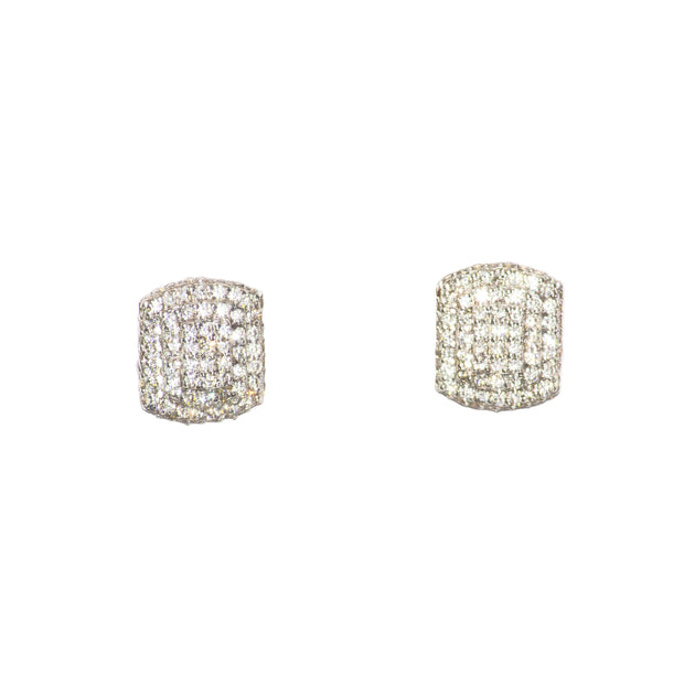 White Gold - 12mm Oval Shape Diamond Earrings