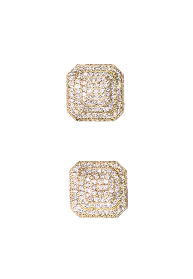 Yellow Gold - 14mm Square Earrings