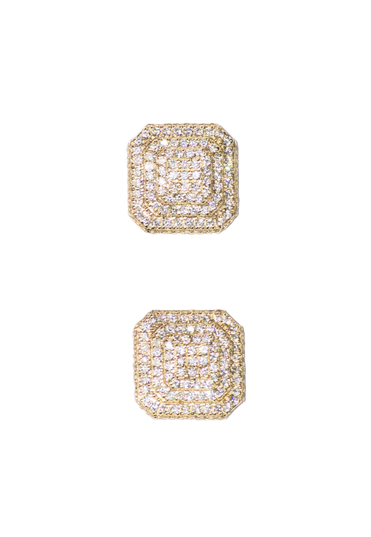 Yellow Gold - 14mm Square Earrings