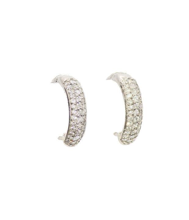 White Gold Huggins Diamond Earrings