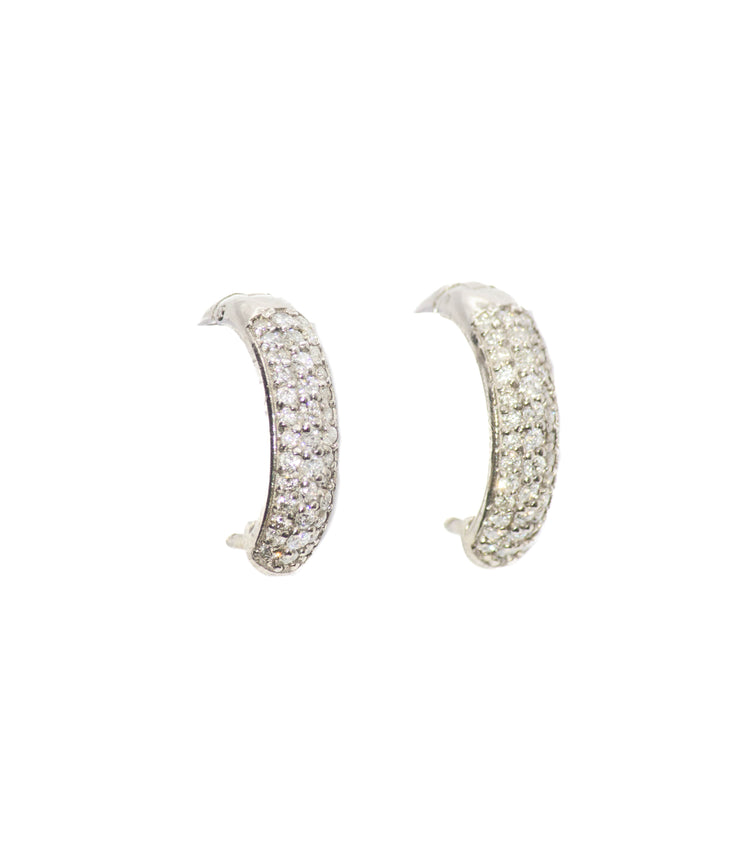 White Gold Huggins Diamond Earrings