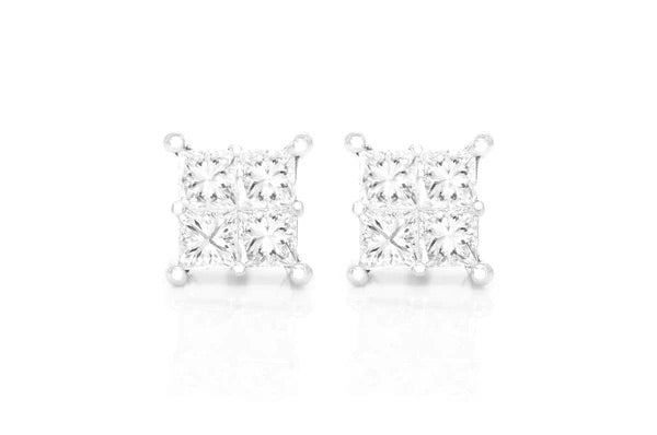 Princess cut square earrings 0.50ctw