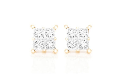 Princess cut square earrings 0.50ctw