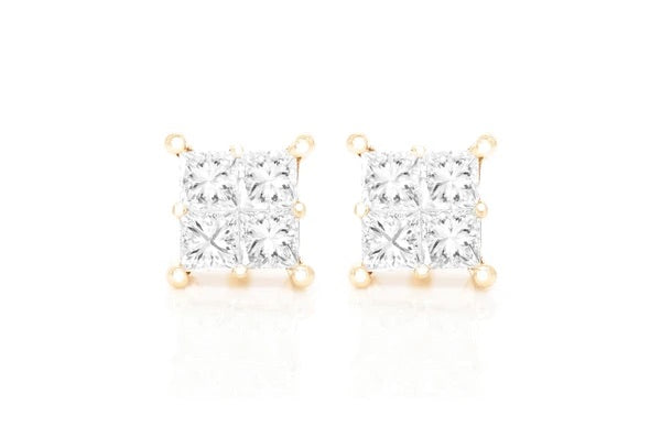 Princess cut square earrings 0.50ctw