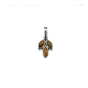 3 stones leaf pendant