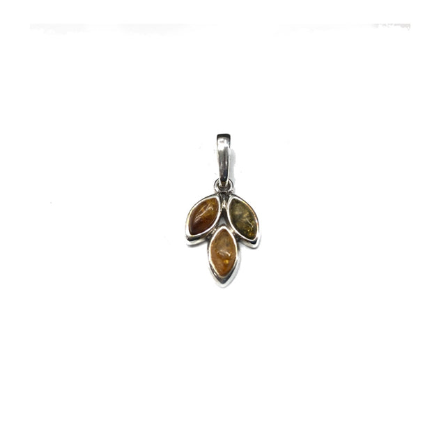 3 stones leaf pendant